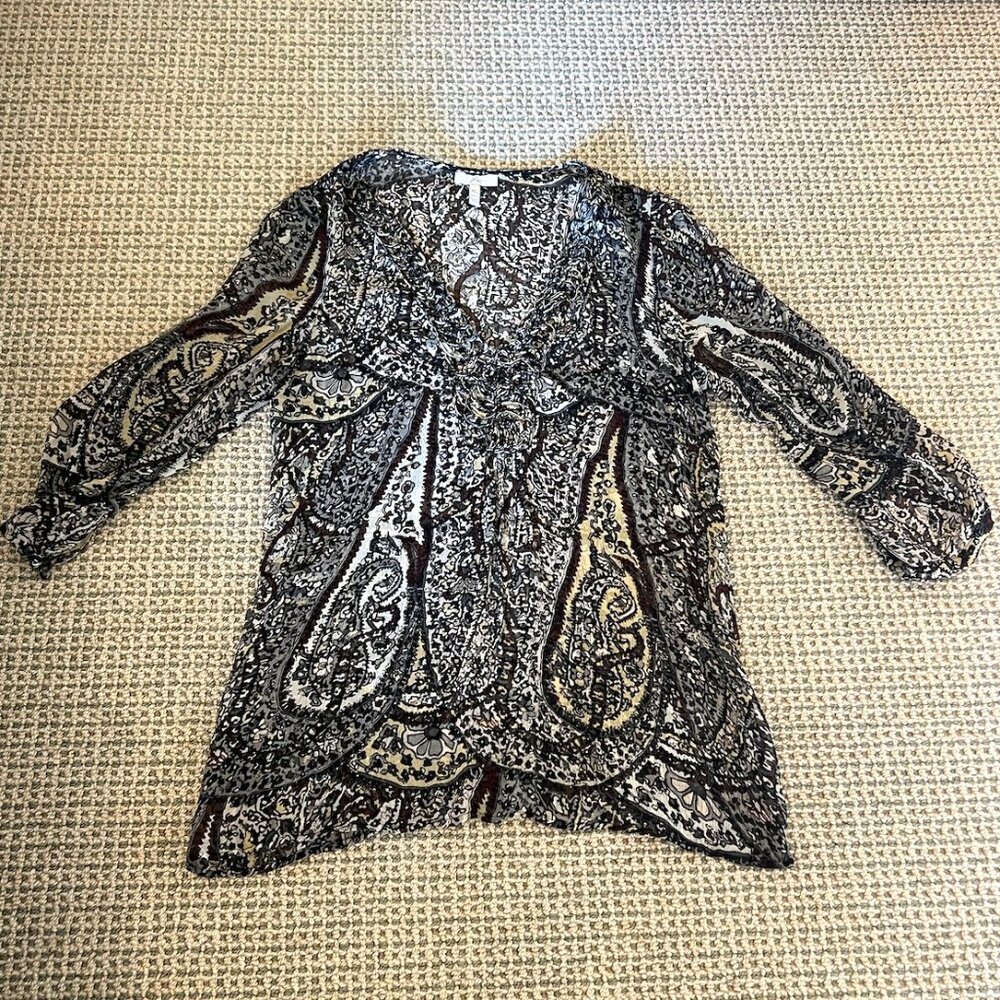 Joie Silk Patterned V-Neck Blouse